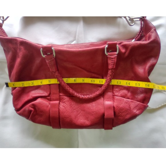 The Sak Red Leather Satchel Bag Braided Handles Buckle Detail 1000027283 - Picture 7 of 12